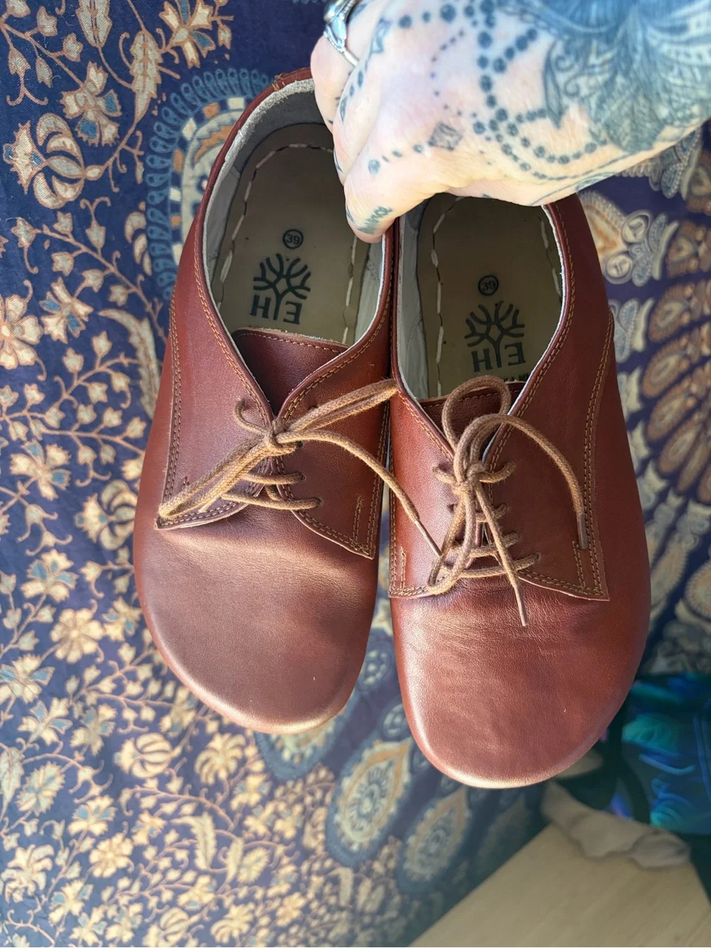 Earth Harmony Barefoot Shoes Leather Copper Size 8 (39) Handcrafted Grounding